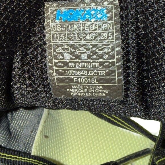 Hoka infinite Black and Yellow Athletic Shoes size 11.5 main image 6